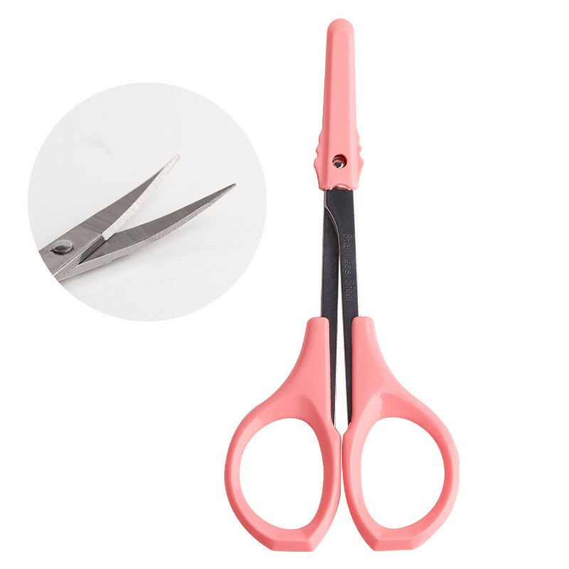 Kéo hồng có nắp xịn cắt mi bằng thép không gỉ dành cho make up sắc bén và an toàn