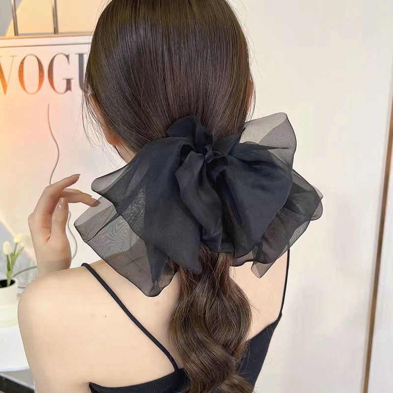 Dây Buộc Tóc Thắt Nơ Ruy Băng Siêu Lớn Phong Cách Pháp Ngọt Ngào Cho Nữ