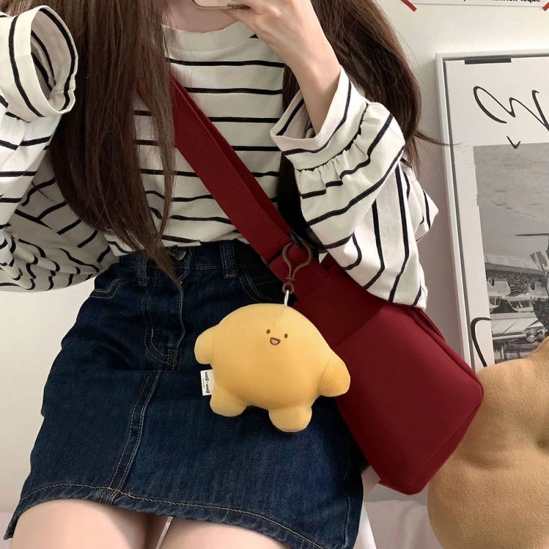 INS Korean Style Simple Pure Color All-Matching Japanese Crossbody Bag Fitness Shoulder Canvas Bag Schoolbag for Men and Women zFF6