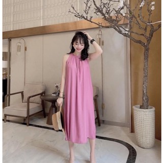 Váy suông cổ yếm nhúm ngực 3 màu siêu xinh