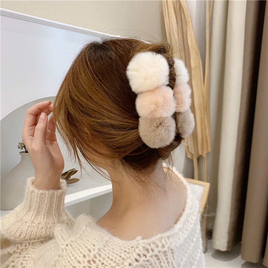 Kẹp TóC PhốI Lông Nhung MềM MạI ThờI Trang Cho Nữ