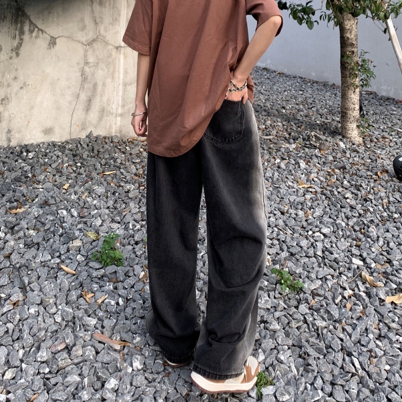 Quần Jeans Dài Ống Rộng Phong Cách Retro Đường Phố Cho Nam