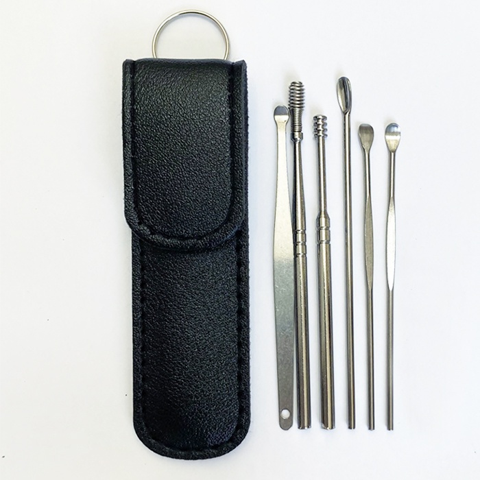 Bộ Dụng Cụ Lấy Ráy Tai Bằng Thép 6 Món Cao Cấp Không Gỉ Kèm Hộp Đựng - Ngoáy Tai Đa Năng Chuyên Nghiệp Tại Nhà