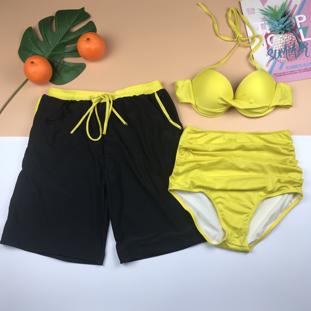 Bikini cặp đi biển nâng ngực màu vàng đủ kiểu