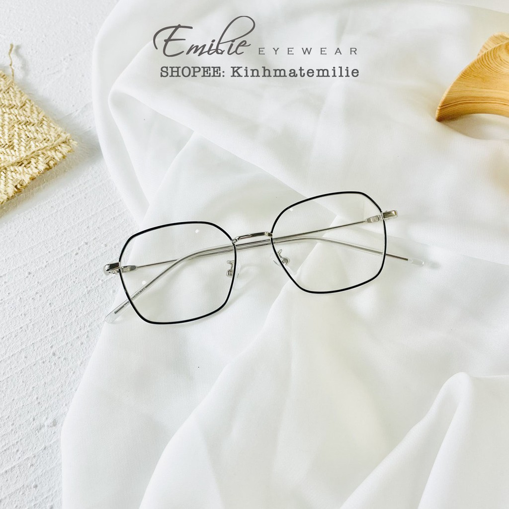 Kính gọng mảnh vuông đa giác nam nữ Emilie eyewear chất liệu kim loại phụ kiện thời trang 72328