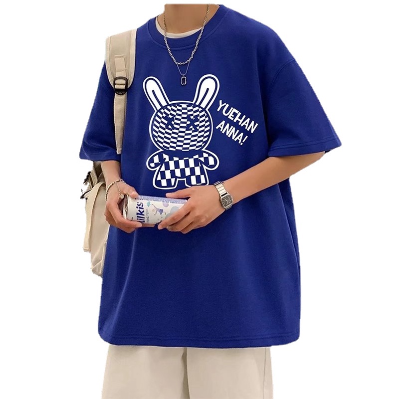 Áo Thun Mùa Hè Dáng Suông In Họa Tiết Hoạt Hình Thoải Mái Phong Cách Hip Hop Đường Phố Nhật Bản Cho Nam Size M-5XL