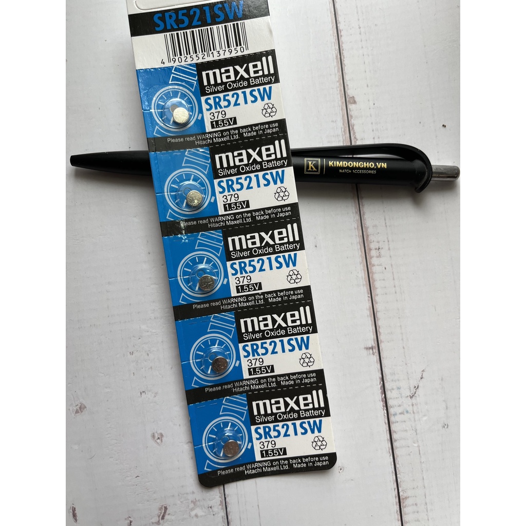 Vỉ 1 viên pin đồng hồ SR521SW-379 Maxell SR521 521 379