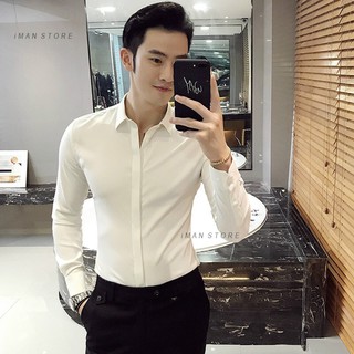 Áo sơ mi nam chất lụa giấu cúc dài tay gấp hộp hàn quốc vải lụa mềm mịn cao cấp vnxk