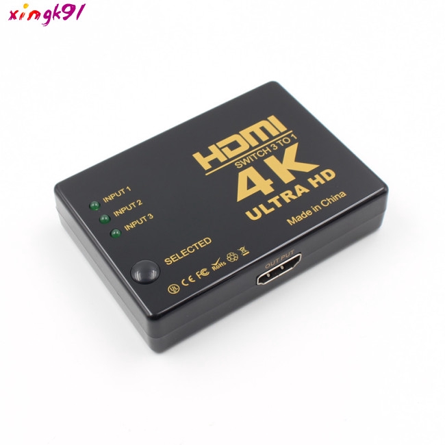 3 Port HDMI Splitter Switcher 3 In 1 Out Hub Box +Remote Auto Switch 1080P HD
