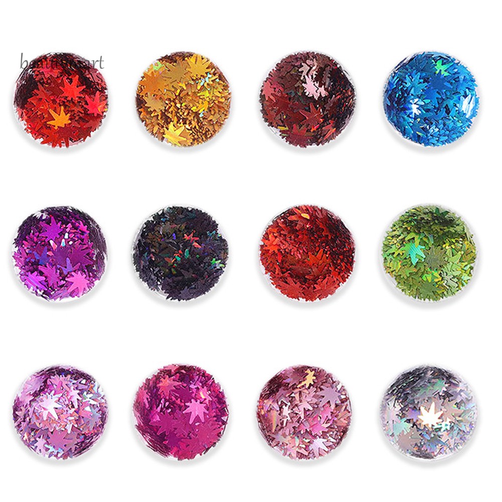 [Hàng mới về] Hộp vảy kim tuyến hình lá phong 12 màu lấp lánh cho trang trí móng