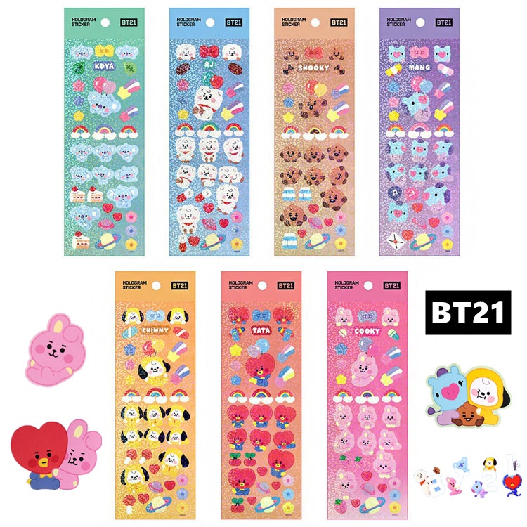 Miếng Dán Trang Trí Điện Thoại Trong Suốt Họa Tiết Hoạt Hình KPOP BTS BT21 Dễ Thương DIY