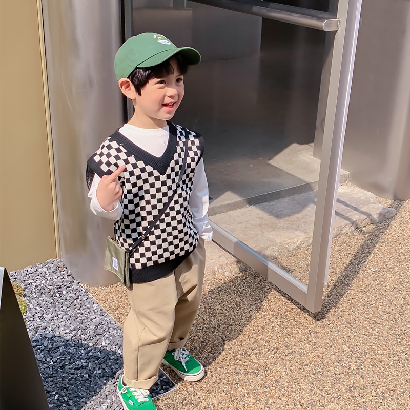 Áo Sweater Dệt Kim Không Tay Phong Cách Thu Đông Mới Cho Bé Trai