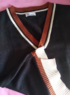 [Order] Áo len gile cổ kẻ( có ảnh thật)