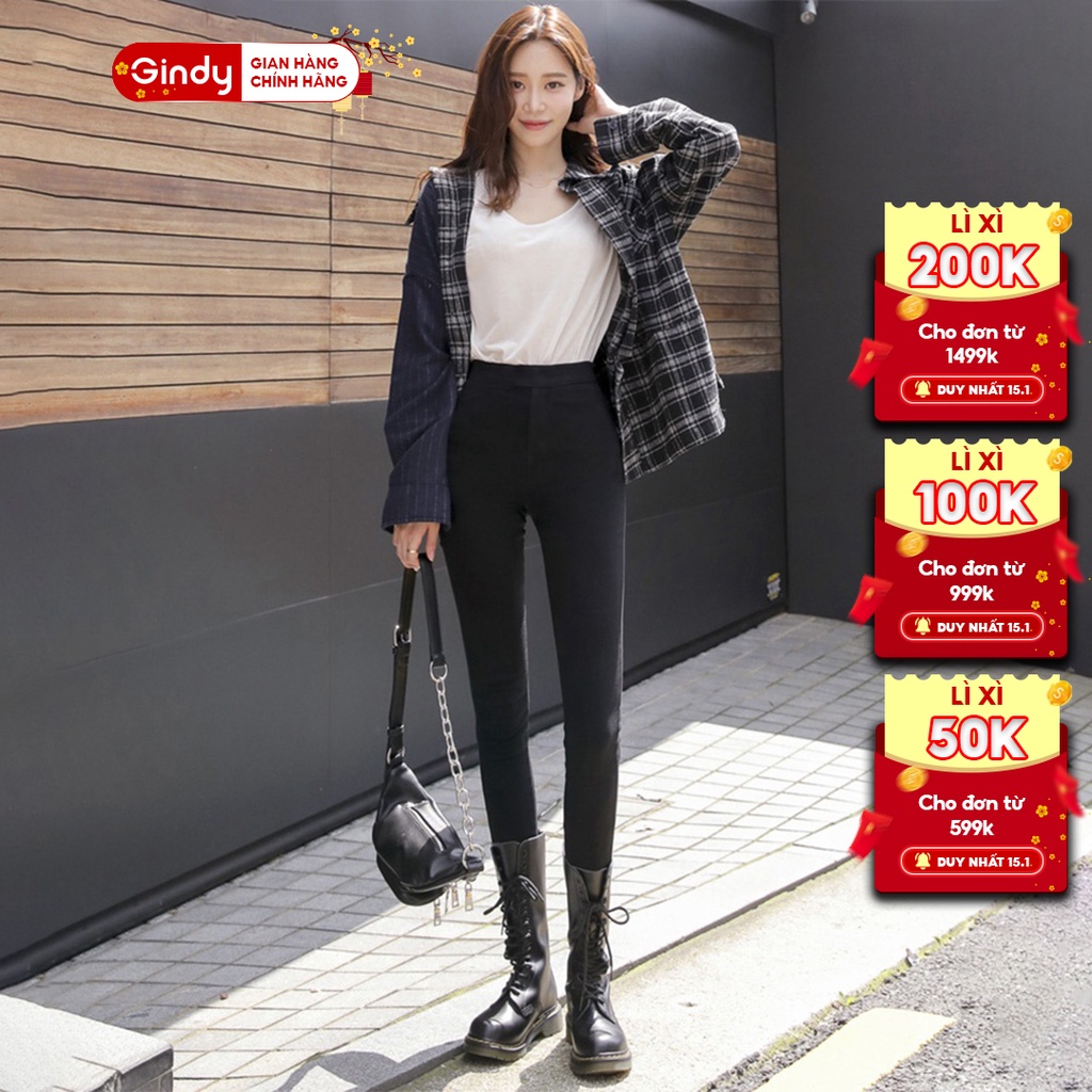 Quần legging dài nữ GINDY thiết kế có túi cạp cao chất umi co dãn tốt dáng ôm Q6152
