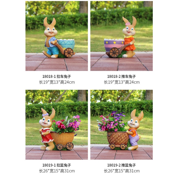 Chậu Hoa Bằng Thép Thủy Tinh Hình Thỏ Hoạt Hình Sáng Tạo Trang Trí Sân Vườn