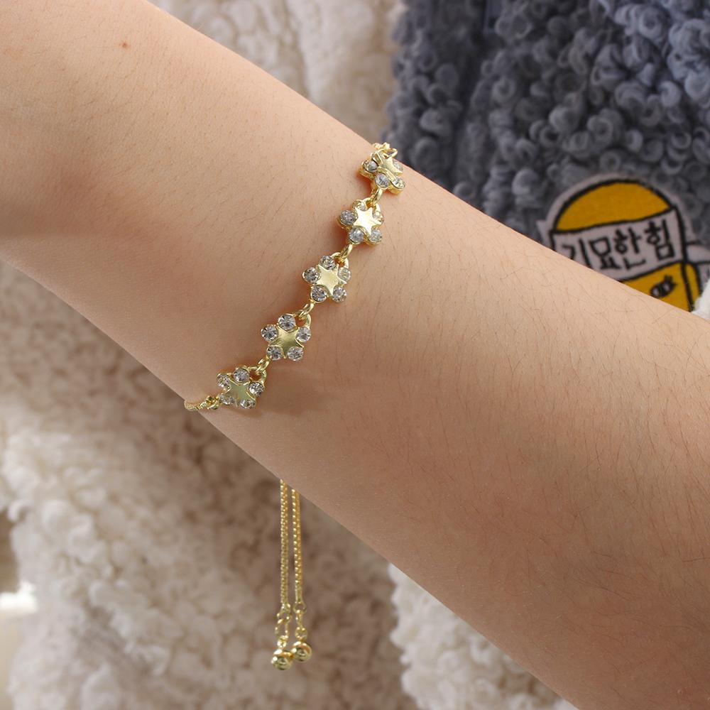 JUNE Vòng Tay Thời Trang Đính Hoa Có Thể Điều Chỉnh Kích Cỡ