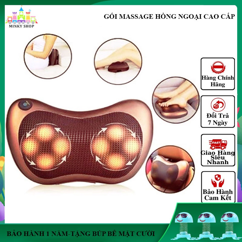 [Sale sốc] Gối Massage Hồng Ngoại 8 Bi Cao Cấp, Máy Massage Cổ, Vai Gáy Toàn Thân, Tự Động Đảo Chiều, Bảo Hành 12 tháng