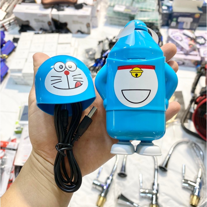 Quạt điện mini cầm tay doremon sạc được cánh dẻo