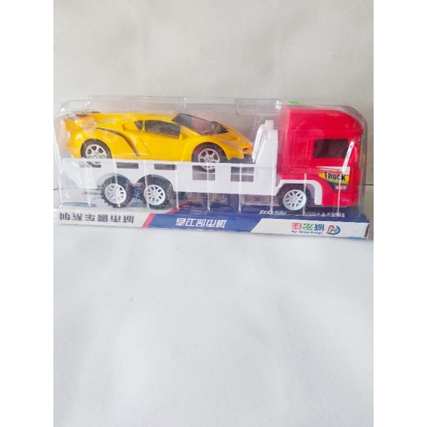Đồ chơi xe tải chở siêu xe oto con nhựa tốt