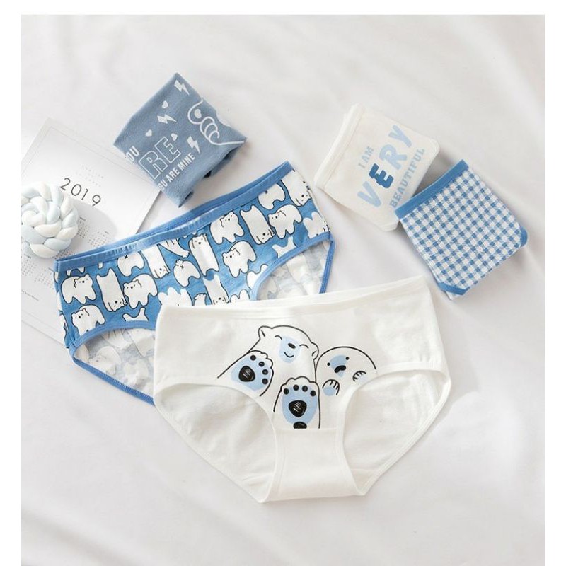 Quần lót nữ cotton cao cấp nâng mông thông hơi in hoạ tiết gấu dễ thương QLU21 | BigBuy360 - bigbuy360.vn
