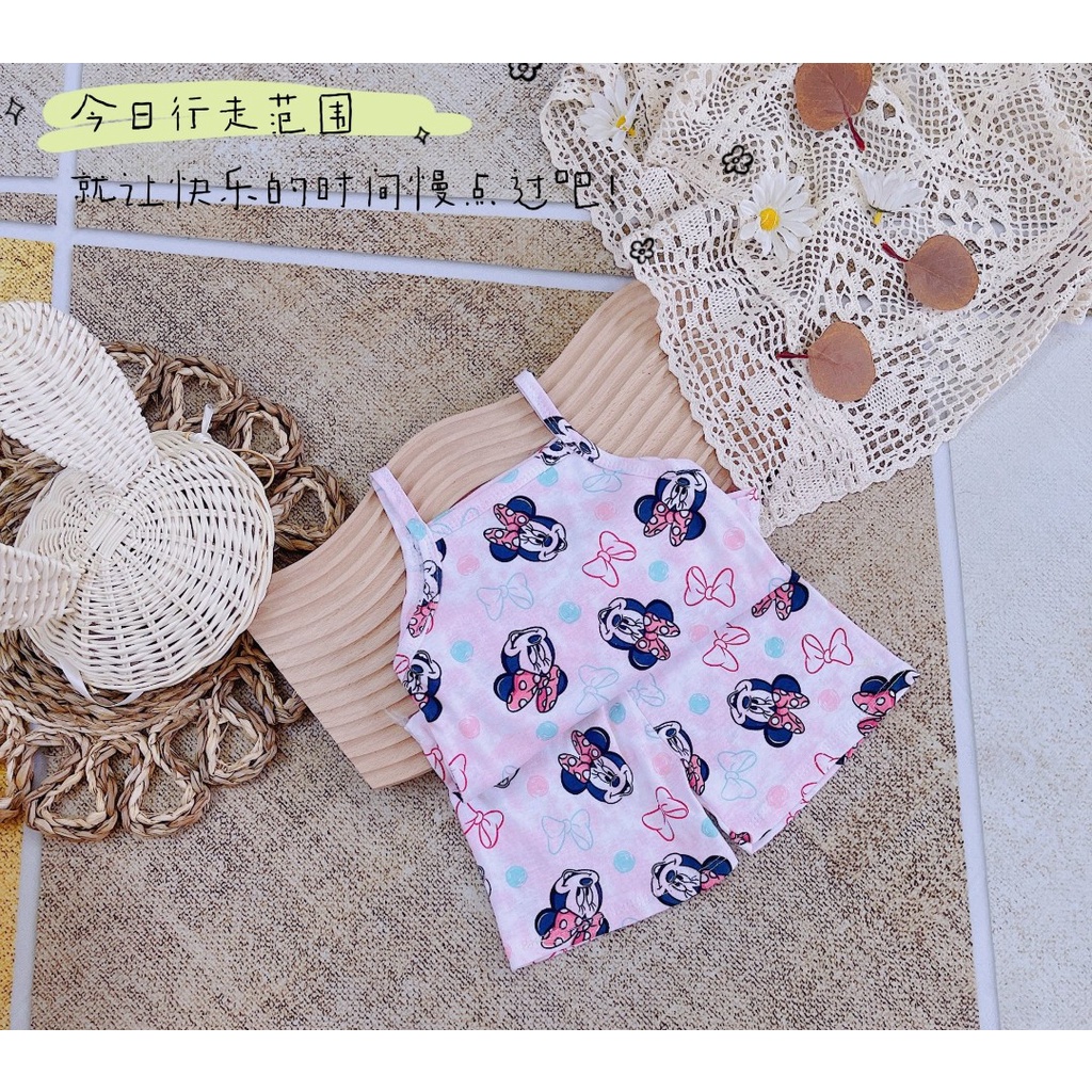 Bộ 2 dây chất cotton bé gái, bộ quần áo 2 dây chất cotton xuất dư xịn nhiều hình cho bé