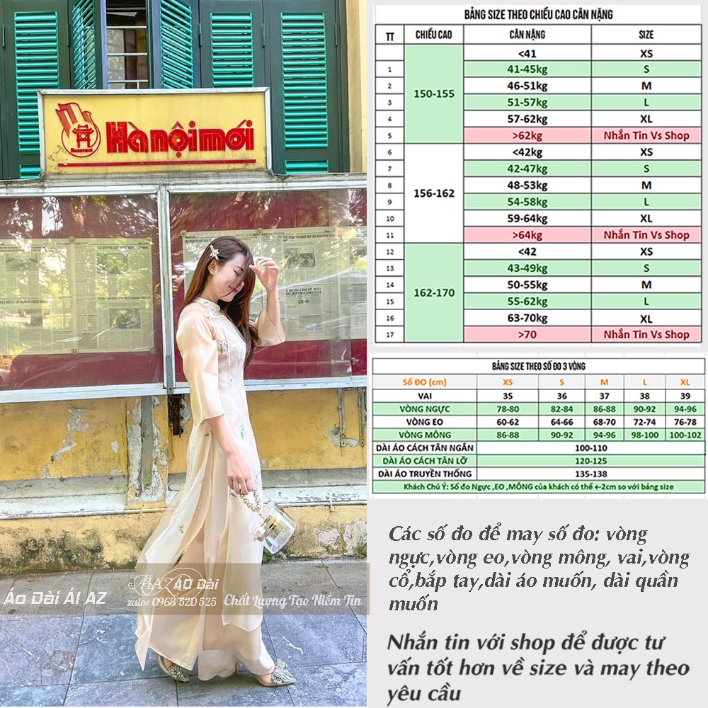 Áo Dài Cách Tân Nữ Thêu Hoa Thủ Công Tay Lỡ LD30