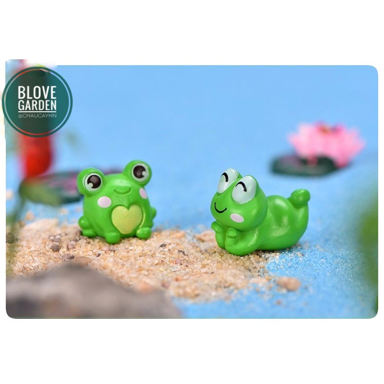 Tiểu cảnh 3 Chú Ếch làm mô hình Vương Quốc Ếch xinh xắn, trang trí chậu cây để ban, sen đá xưong rồng, làm quà tặng