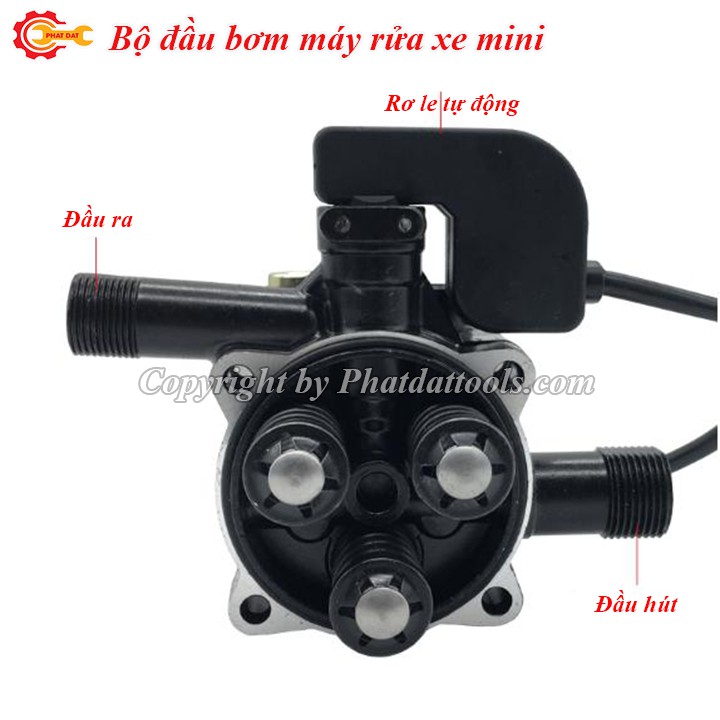 Bộ đầu bơm 3 piston kèm rơ le lắp cho các dòng máy rửa xe mini,máy rửa xe gia đình-Bảo hành 6 tháng