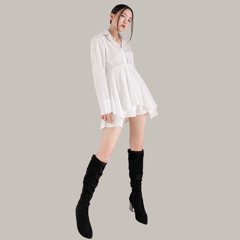 Set váy sơ mi AWTUMN SHIRT DRESS màu trắng