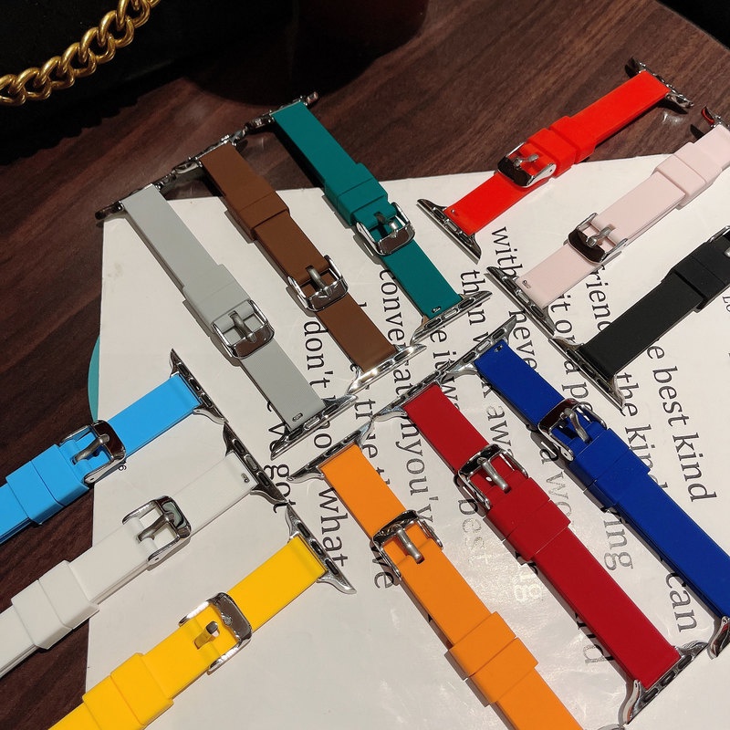 Dây Đeo Đồng Hồ Bằng Silicone Cho Apple Watch 44mm 40mm 42mm 38mm 44 45 mm 3 4 5 6 se iWatch series 7 41mm 45mm