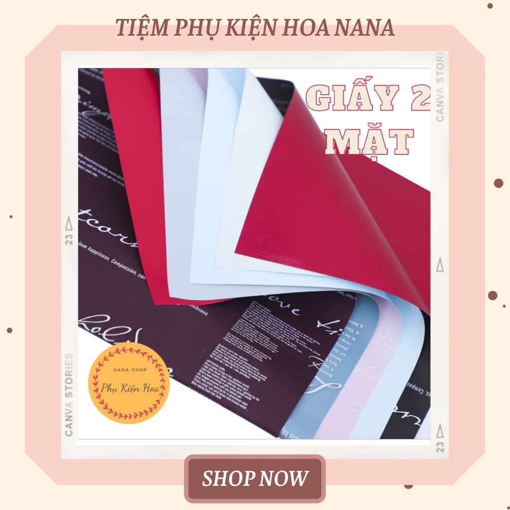 Giấy Gói Hoa Khổ 58*58cm ❤️1 Mặt Họa Tiết Chữ TA❤️ Chất Dày Dặn, Không Thấm Nước