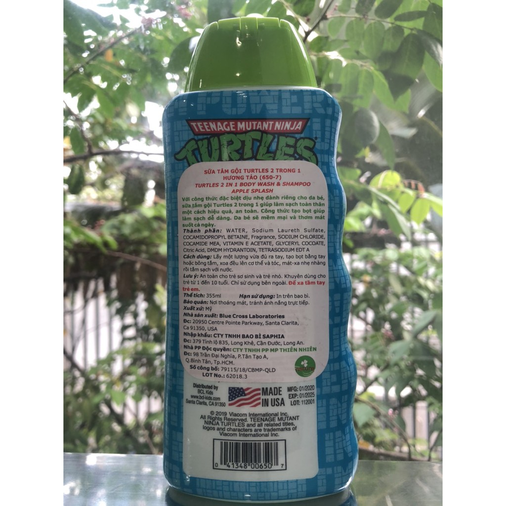 Sữa Tắm Gội 2 trong 1 Cho trẻ sơ sinh và trẻ em Cao Cấp Turtles 355ml