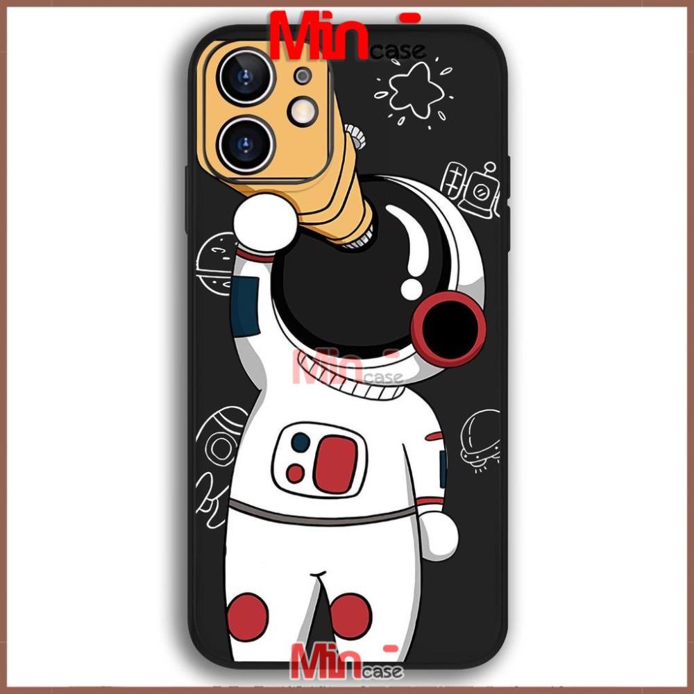 Ốp lưng iPhone Phi hành gia cạnh viền vuông silicon dẻo cho iphone 6/6s/7/8/X/XS/11/12/13 Pro Plus Max cute dễ thương