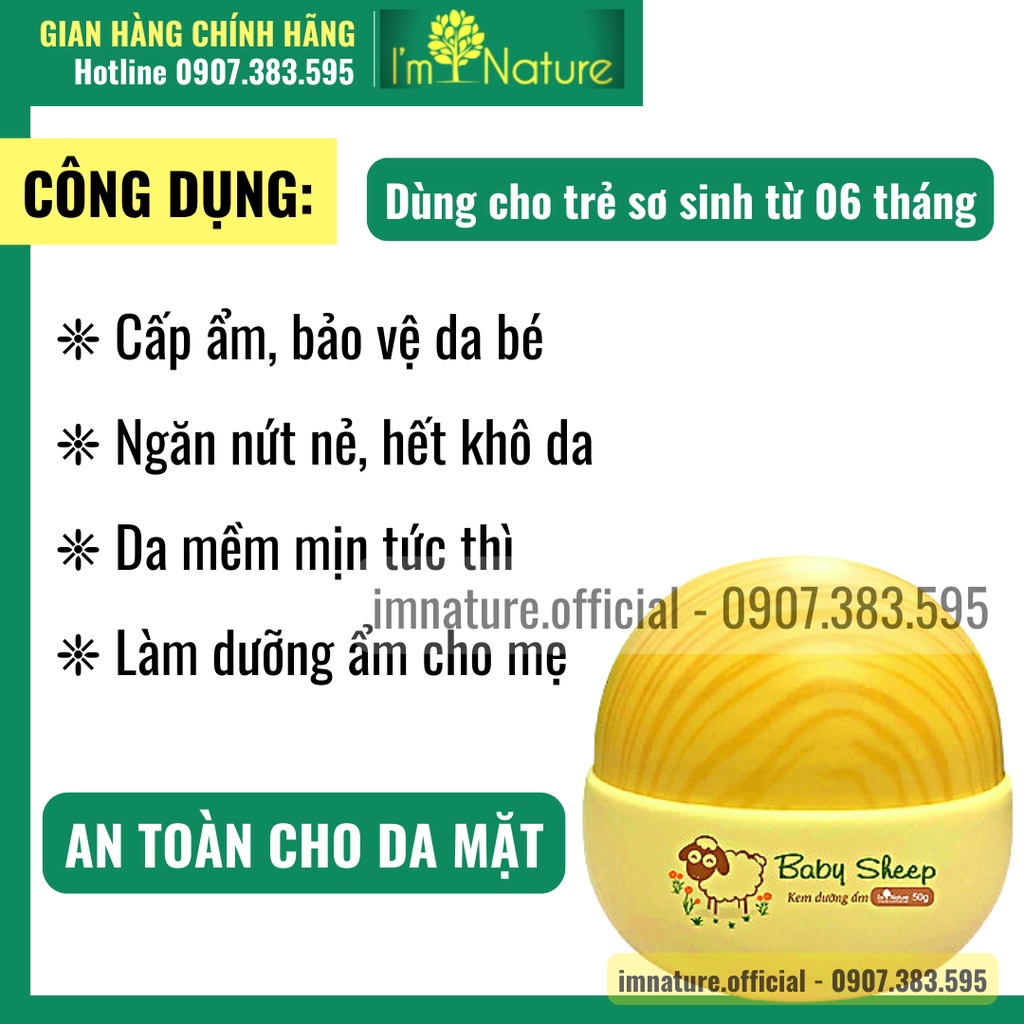 (Chính Hãng) Kem Dưỡng Ẩm Cho Bé Baby Sheep I’m Nature 50gr