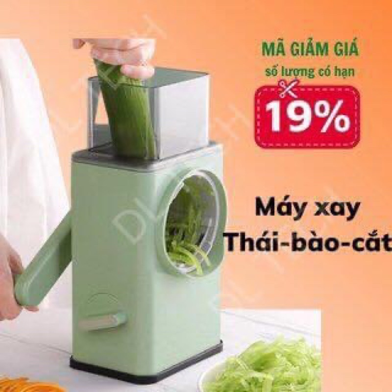 Máy Thái Lát Rau Củ - Thái Lát Bào Cắt Củ Quả Đa Năng Kèm 6 Lưỡi Dao Cắt