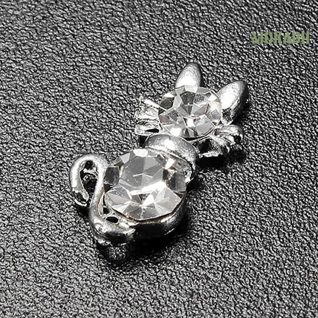 Set 10 Nhãn Dán Móng Tay Hình Mèo Đính Đá Lấp Lánh Dễ Thương