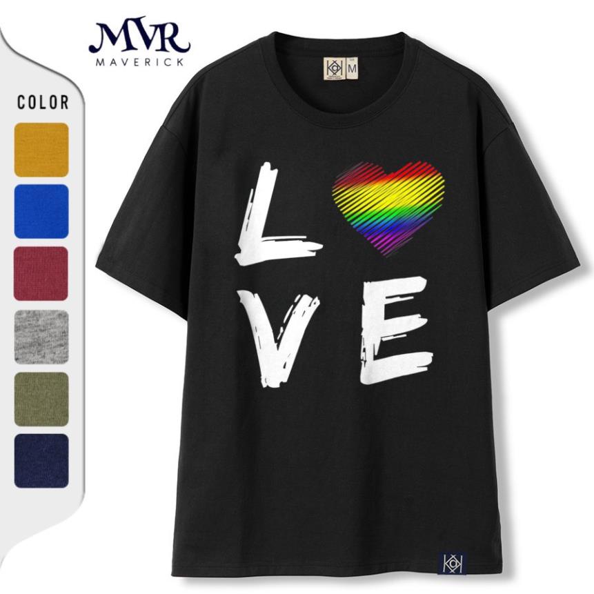 PA4U /Áo Phông Thun Cotton Tay Dài In Hình Chữ Love Yêu Trái Tim Cầu Vồng Gay Pede Les Dễ Thương Nhiều Màu ĐenKK6001! !