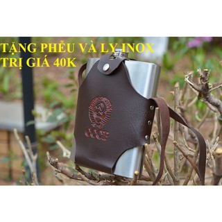 Xả hàng giá cực tốt - bình rượu inox cccp 48 oz , bao da cá tính