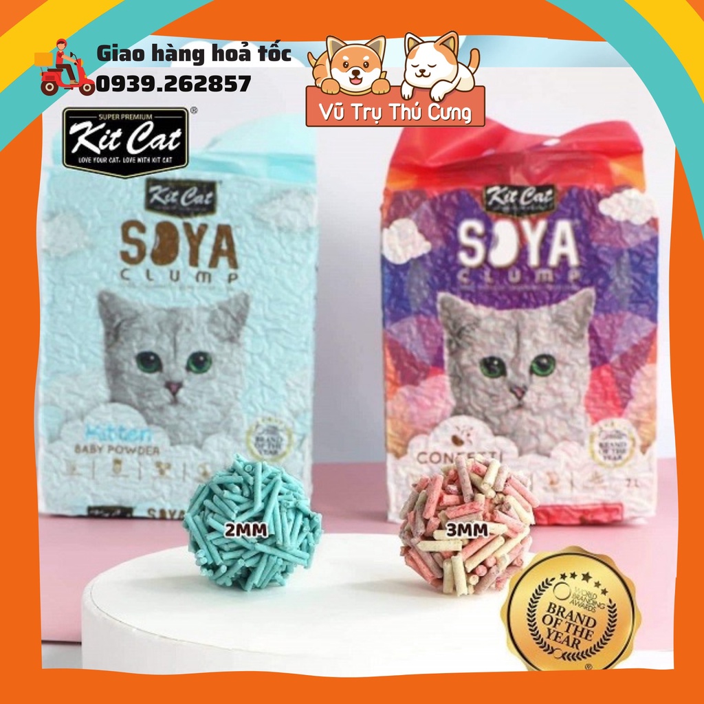 Cát đậu nành Kitcat Soya Clump cho mèo, cát vệ sinh cho mèo vón cục, khử mùi tốt 2,8Kg