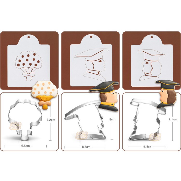 Bộ cut cookie cử nhân 6 món (khuôn bánh quy)