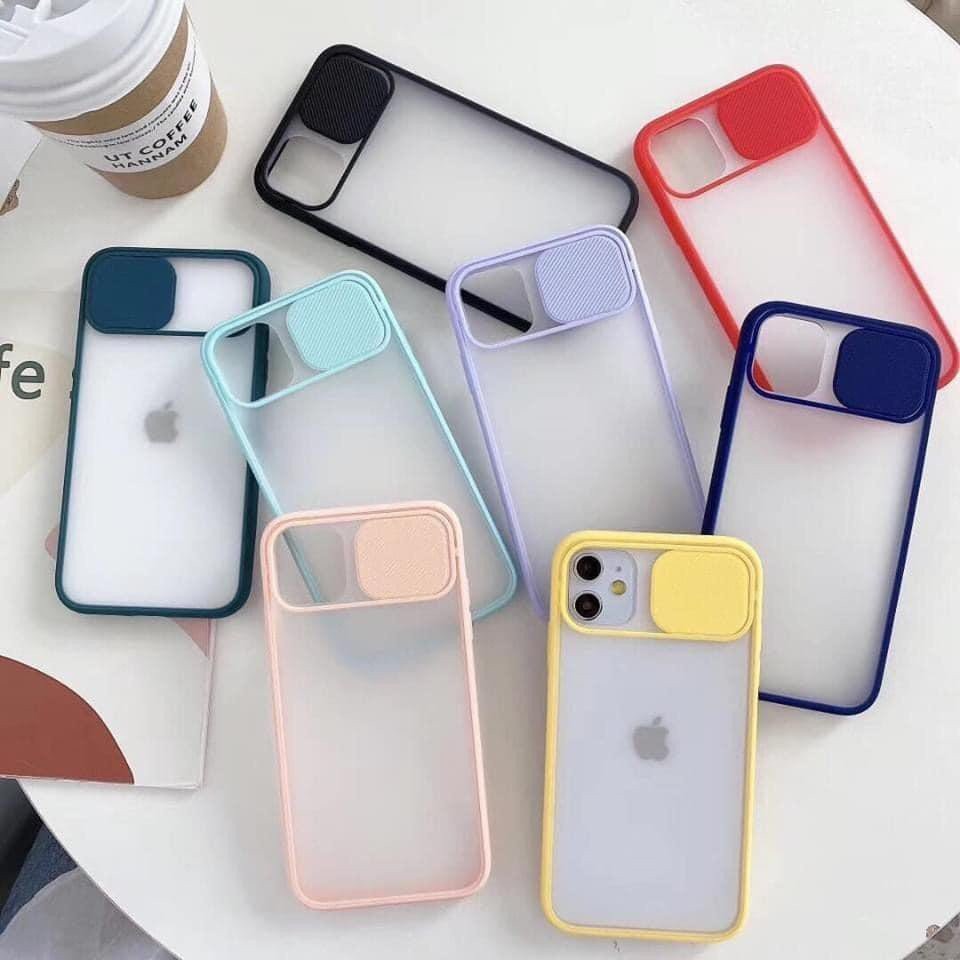 Ốp lưng iPhone nắp trượt nhám mờ che cam bảo vệ camera 6/6s/7/8/plus/x/xs/xs max/11/12/pro/11 pro max