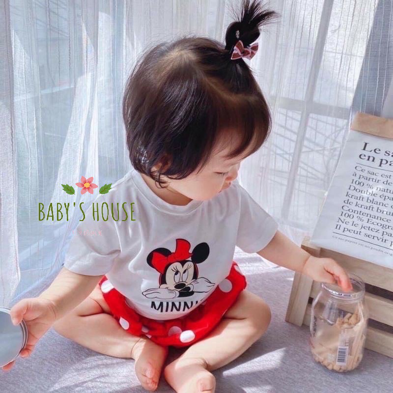 Bộ cộc tay quần đùi chip hình Mickey Minnie siêu đáng yêu (8-15kg)