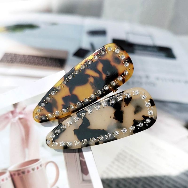 Kẹp Tóc Kim Loại Hình Giọt Nước Họa Tiết Da Báo Phong Cách Vintage Hàn Quốc