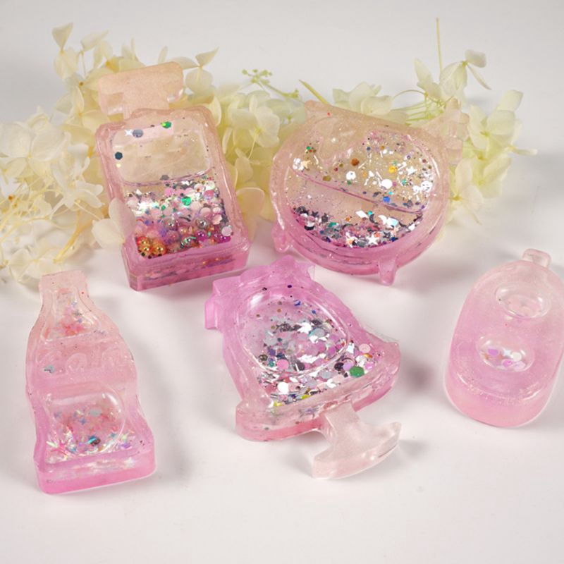 FLGO* Crystal Epoxy Resin Quicksand Mold Milk Tea Coke Perfume Bottle Silicone Mould