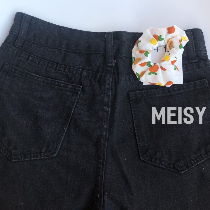 Quần Jeans Nữ Màu Đen Rách Gối Cạp Lưng Cao Phong Cách Ulzzang (Meisy)
