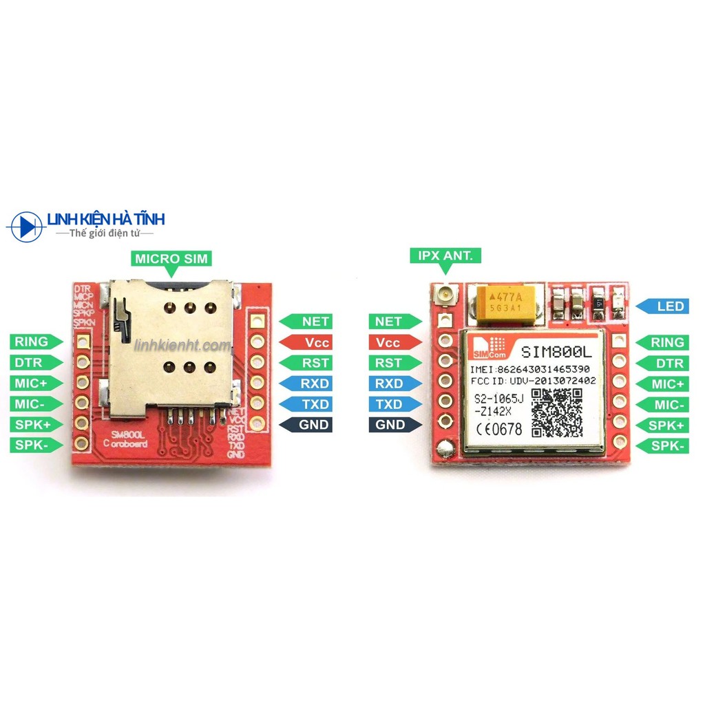 MODULE SIM800L SIM800 SIM800C GSM GPRS KÈM ĂNG TEN KẾT NỐI ARDUINO