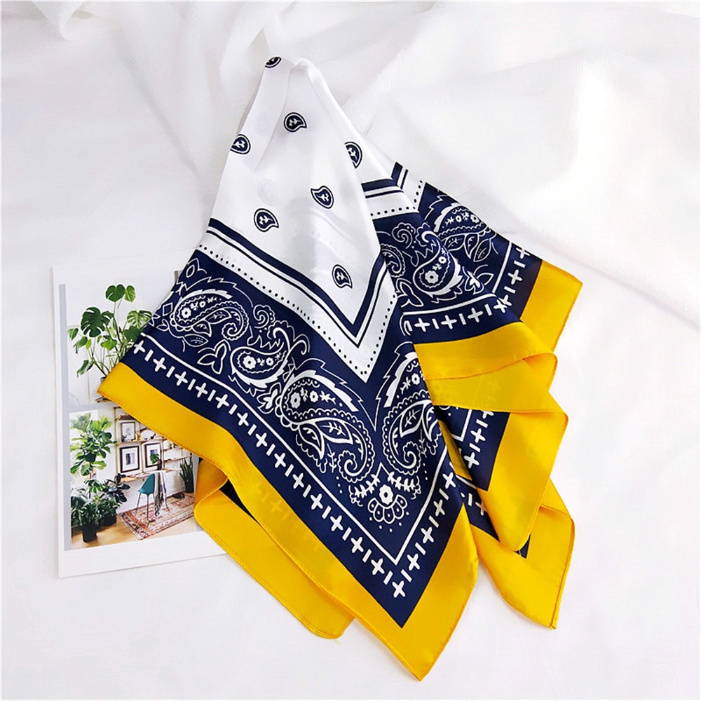 Khăn choàng cổ vuông lụa satin in họa tiết phong cách vintage thời trang dành cho nữ