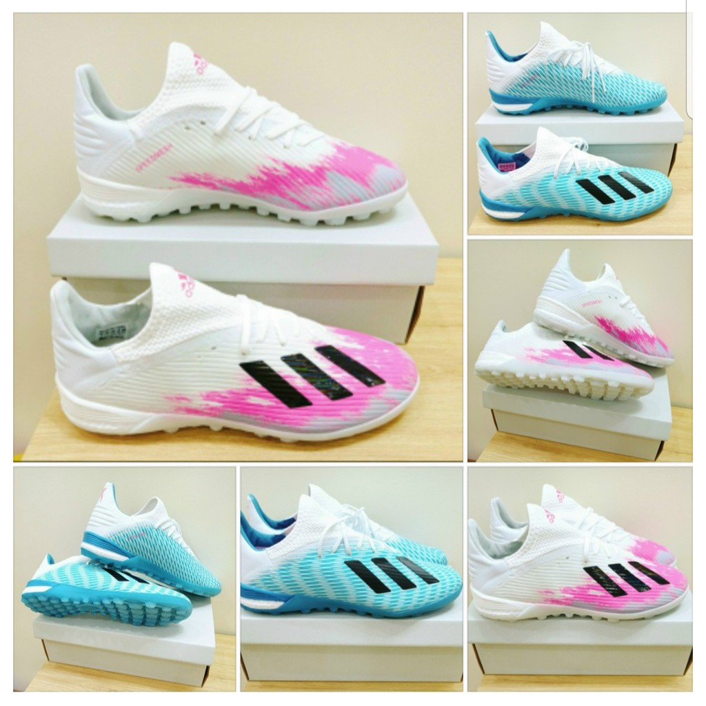 Giày Đá Banh Sân Cỏ Nhân Tạo Adidas X19.1 TF Trắng Hồng | Xanh Đế xốp êm ái, Da vải siêu bền