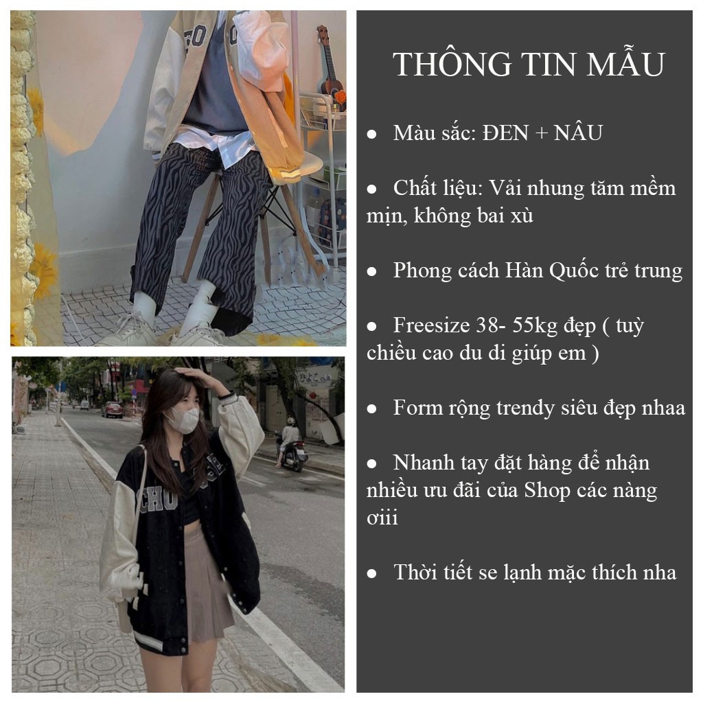 Áo khoác bomber dây kéo CHOOSE áo khoác nhung tăm Unisex Hàn Quốc_VIETSTAR