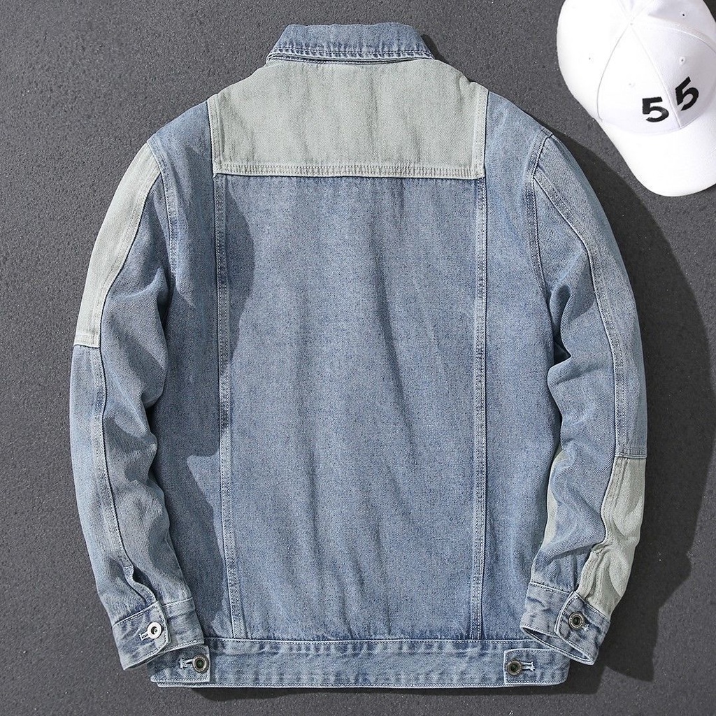 Áo khoác denim dáng rộng màu sắc trẻ trung phong cách xuân thu 2021 cho nam